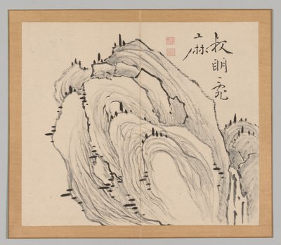 Dobbelt album af landskabsstudier efter Ikeno Taiga, bind 1 blad 11, 1700-tallet. af Aoki Shukuya