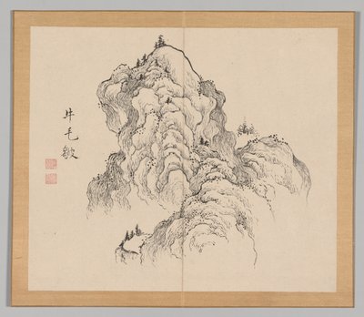 Dobbelt album af landskabsstudier efter Ikeno Taiga, bind 1 blad 16, 1700-tallet. af Aoki Shukuya