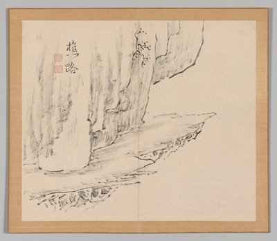 Dobbelt album af landskabsstudier efter Ikeno Taiga, bind 1 blad 31, 1700-tallet. af Aoki Shukuya