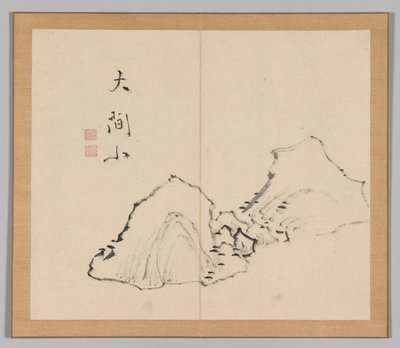 Dobbelt album af landskabsstudier efter Ikeno Taiga, bind 1 blad 6, 1700-tallet. af Aoki Shukuya