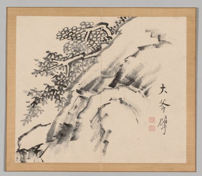 Dobbelt album af landskabsstudier efter Ikeno Taiga, bind 1 blad 9, 1700-tallet. af Aoki Shukuya
