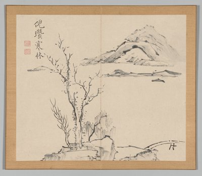 Dobbelt album af landskabsstudier efter Ikeno Taiga, bind 2 blad 11, 1700-tallet. af Aoki Shukuya