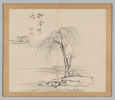Dobbelt album af landskabsstudier efter Ikeno Taiga, bind 2 blad 18, 1700-tallet. af Aoki Shukuya