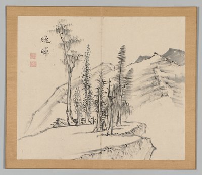 Dobbelt album af landskabsstudier efter Ikeno Taiga, bind 2 blad 21, 1700-tallet. af Aoki Shukuya
