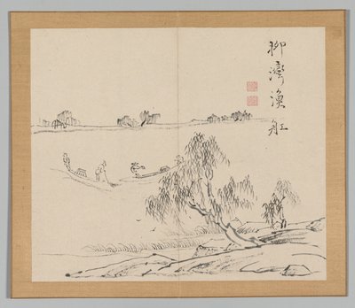 Dobbelt album af landskabsstudier efter Ikeno Taiga, bind 2 blad 27, 1700-tallet. af Aoki Shukuya