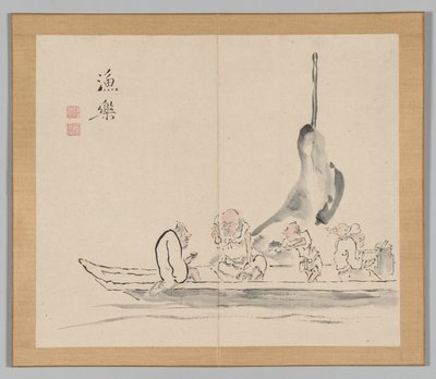 Dobbelt album af landskabsstudier efter Ikeno Taiga, bind 2 blad 28, 1700-tallet. af Aoki Shukuya