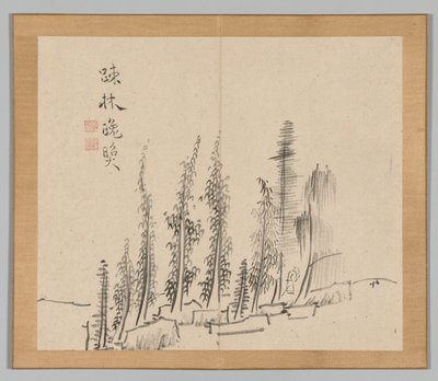 Dobbelt album af landskabsstudier efter Ikeno Taiga, bind 2 blad 30, 1700-tallet. af Aoki Shukuya