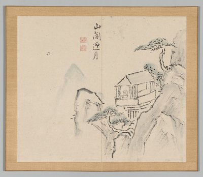 Dobbelt album af landskabsstudier efter Ikeno Taiga, bind 2 blad 31, 1700-tallet. af Aoki Shukuya