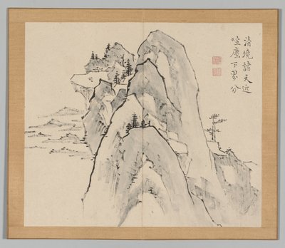 Dobbelt album af landskabsstudier efter Ikeno Taiga, bind 2 blad 33, 1700-tallet. af Aoki Shukuya