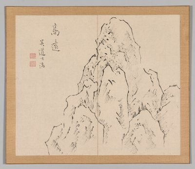 Dobbelt album af landskabsstudier efter Ikeno Taiga, bind 2 blad 7, 1700-tallet. af Aoki Shukuya