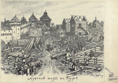 Lubyanoi Rynok træmarked på Truba Trubnaya-pladsen i Moskva, begyndelsen af 1920