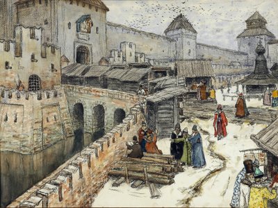 Moskva i det 17. århundrede. Boghandlere på Kristus Frelserens bro, 1902 af Apollinari Mikhailovich Vasnetsov