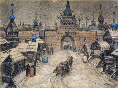Gamle Moskva, 1908 (kul & wc på kort) af Apollinari Mikhailovich Vasnetsov