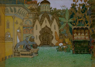 Scenedesign til operaen The Legend of the Invisible City of Kitezh and the Maiden Fevronia af N. Rimsky-Korsakov, 1907 af Apollinari Mikhailovich Vasnetsov