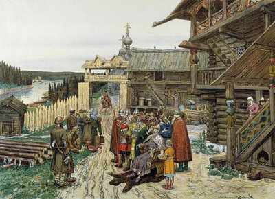 Hof for en feudal russisk prins, 1908. af Appolinari Mikhaylovich Vasnetsov