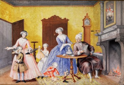 Jul i den kongelige husstand af kejserinde Maria Theresia af Østrig (1717-80) med sin mand, Frans I (1708-65), og børn, Maria Christine, Ferdinand I (senere hertug af Modena) (1754-1806), mar af Archduchess of Austria Maria Christine