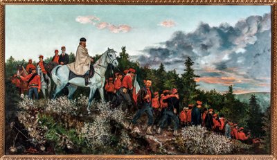 Slaget ved Mentana udkæmpede den 3. november 1867 (olie på lærred af Archimede Tranzi