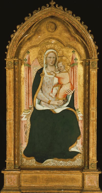 Madonnaen og barnet troner, af Aretino Luca Spinello or Spinelli