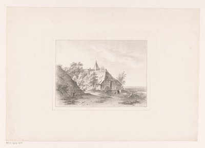 Landsbykant med kvinde, der hvider vasketøjet af Arie Ketting de Koningh (attributed to)