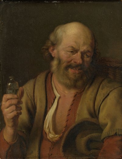 En mand med en ginflaske af Arie de Vois