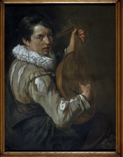 Lutespilleren (olie på kobber) af Arie de Vois