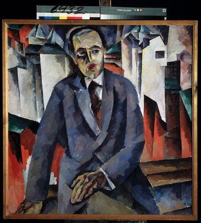 Portræt af regisseur Alexander Tairov (1885-1950) (Portræt af regisseur A. Tairov). Maleri af Aristarkh Vasilyevich Lentulov (Lentulov) (1882-1943), olie på lærred. Russisk kunst, det 20. århundredes avantgarde. Det russiske statsmuseum, Sankt Petersborg. af Aristarkh Vasilievic Lentulov