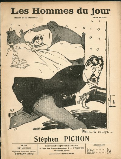 Cover af "" The Men of the Day"", omkring 1905 - Illustration af Aristide Delannoy (1874-1911): Soveværelse - Marianne, Pichon Stephen (1857-1933) af Aristide Delannoy