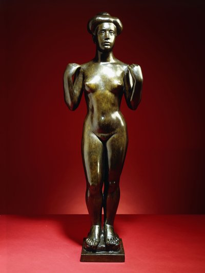 Badende, med Armene løftet; Baigneuse, aux Bras Leves, ca. 1900 (bronze med grøn-brun patina) af Aristide Maillol