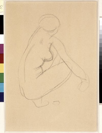 Nøgen squat. Tegning af Aristide Maillol (1861-1944). Blyant på papir. Mål: 32x23 cm. Musee Cantini, Marseille af Aristide Maillol