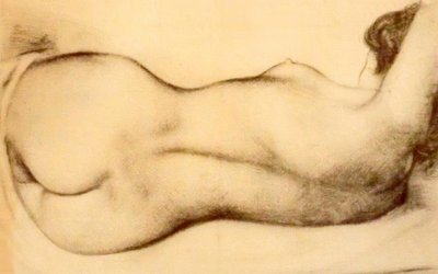 Skitse af en liggende nøgen kvinde af Aristide Maillol