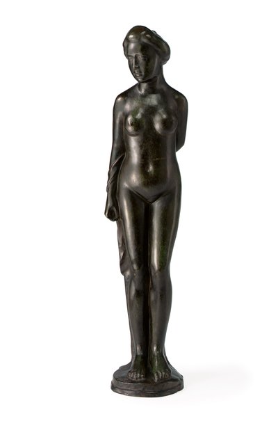 Stående Bader, med Draperi over Højre Arm; Badende stående draperet over højre arm af Aristide Maillol
