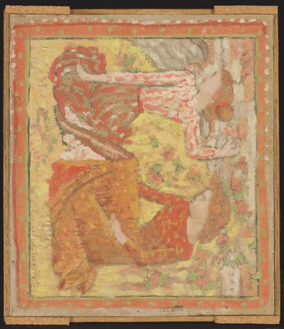 To unge piger i en frugthave (projekt til et gobelin), ca. 1895-1900 (olie, tempera og grafit på pap monteret på panel) af Aristide Maillol