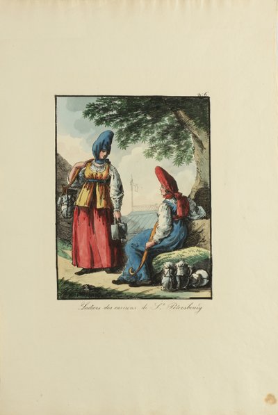 Dairywomen of Petersburg, 1817 af Armand Gustave Haubigant