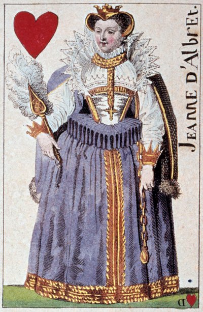 Repræsentation af dronning Jeanne af Albret (Joan III af Navarra) (1528-1572) mor til Henrik IV (1553-1610). Detalje af et spillekort lavet af Gustave Houbigant (1789-1862) 1800-tallets Paris B.N. af Armand Gustave Houbigant