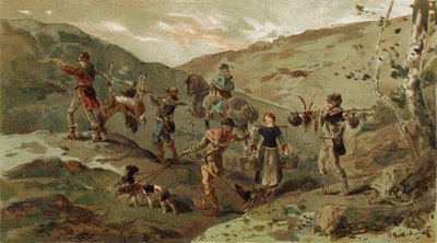 Jagtselskab og bærere, 1200-tallet af Armand Jean Heins