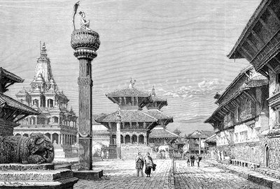 Templer i Patan, Nepal, 1895. af Armand Kohl
