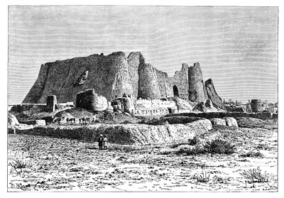 Den ødelagte fæstning Veramin, Persien, Iran, 1895. af Armand Kohl