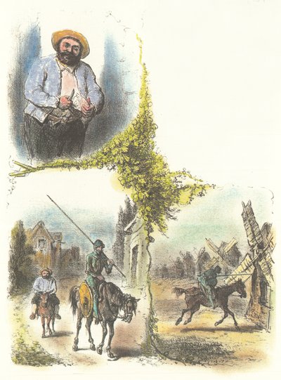 Illustration af Armand-Louis-Henri Telory til børnenes tilpasning af Don Quichot af Armand Louis Henri Telory