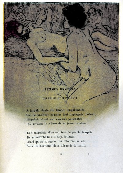 Illustration af Armand Rassenfosse (1862 - 1934) til digtet "Fordømte kvinder"" i "Les fleurs du mal" af Charles Baudelaire (1821-1867) 1899 af Armand Rassenfosse