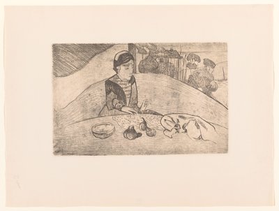 Bretonsk bondekone ved bordet La femme aux figues af Armand Seguin (possibly)