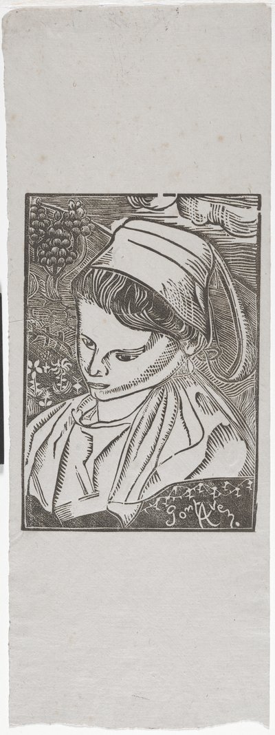 Bretonne de Pont-Aven (bretonsk kvinde fra Pont-Aven) ca. 1896 (træbloktryk) af Armand Séguin