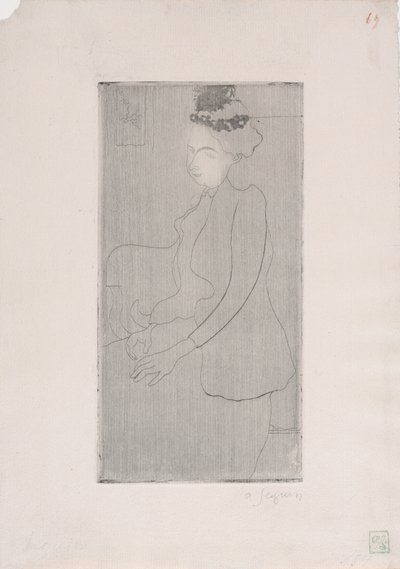 Femme assise avec chapeau a plumes (Siddende kvinde med fjerhue) ca. 1893 (radering) af Armand Séguin