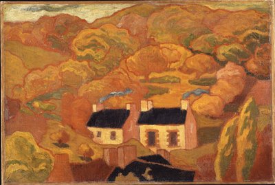 To stråtækte hytter (Les deux chaumieres) ca. 1893-94 (olie på lærred) af Armand Séguin