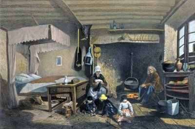 Interiør af et bondehus i Royat af Armand Theophile Cassagne