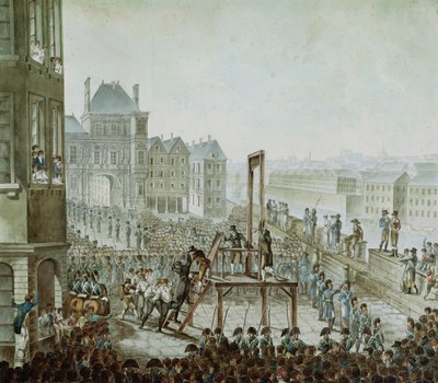 Henrettelsen af Georges Cadoudal (1771-1804) og hans medskyldige, Place de Greve, 25. juni 1804 (wc på papir) af Armand de Polignac