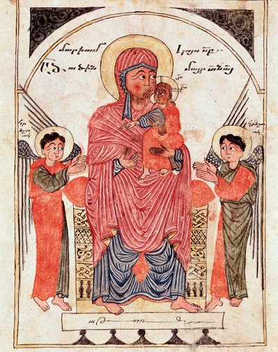 Jomfru med barn og engle, detaljer (illustreret manuskript af Armenian School