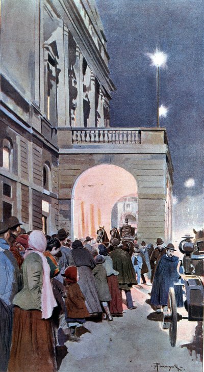 De nysgerrige foran Teatro alla Scala af Arnaldo Ferraguti