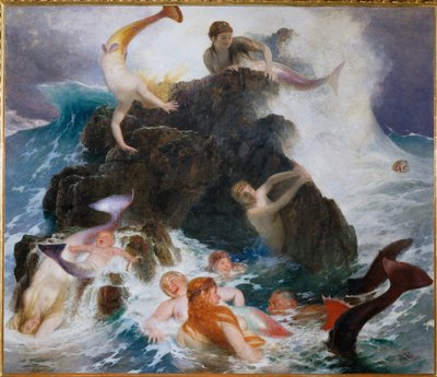 Das Spiel der Najaden - At spille nayades ... (maleri på lærred) af Arnold Böcklin