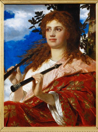Die Muse des Anakreon - Anakreons muse ... (maleri på lærred) af Arnold Böcklin