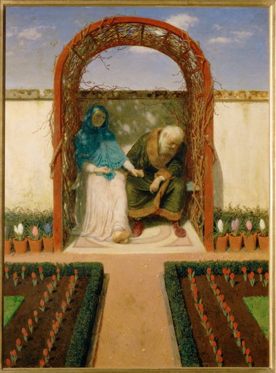 In der Gartenlaube - I løvhytten ... (maleri på lærred) af Arnold Böcklin